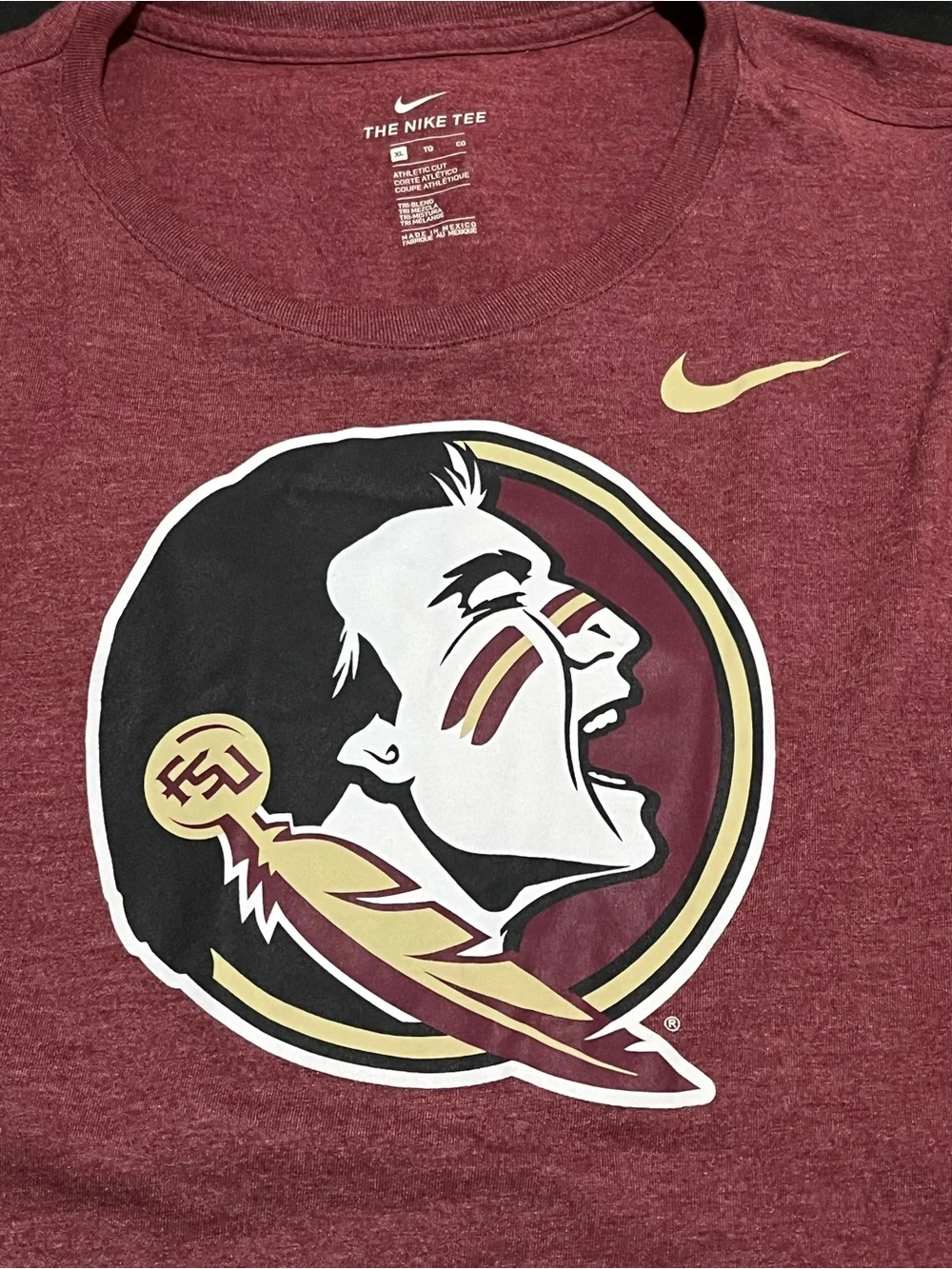 Nike Women’s Garnet Florida State Seminoles Graphic T-Shirt  XL Athletic Cut